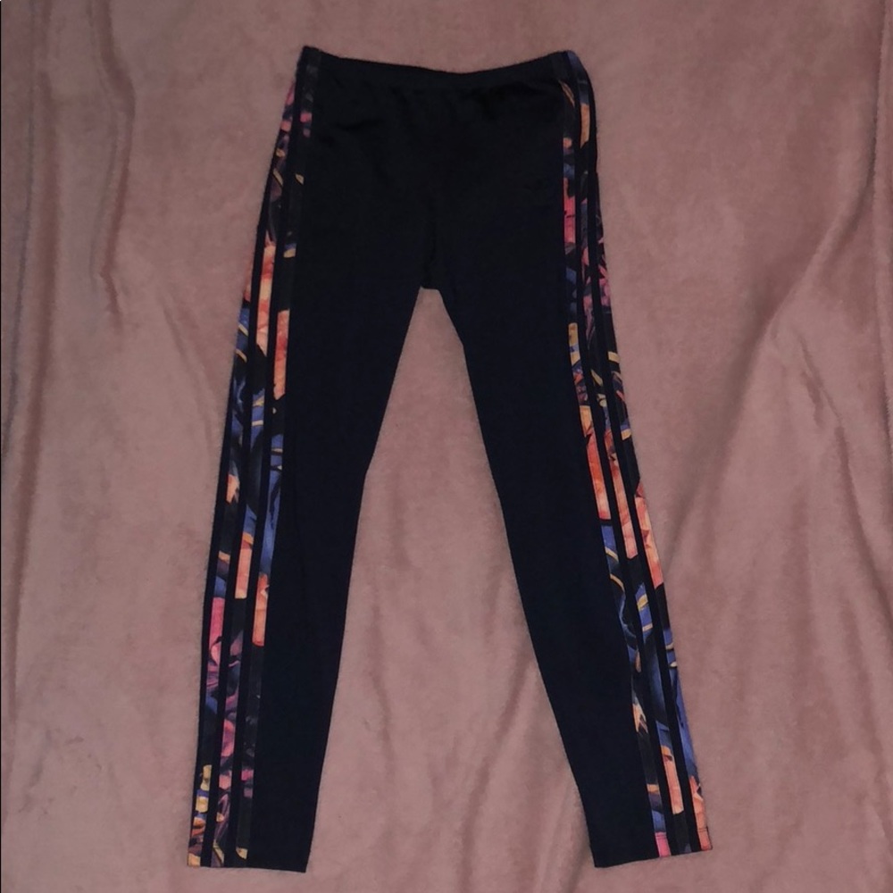 Navy blue Adidas floral tights